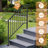 Iron Handrail Stair Railing Hand Rail Kit 3-4 Steps Outdoor Black w/ Bars Black
