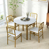 Round Kitchen Table & 4 Chairs with Storage Rack & Metal Frame-White