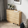 Mobile Wood Folding Dining Table Drop Leaf Rolling Desk with 2 Storage Shelves