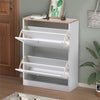 Wooden Shoe Cabinet 2 Drawer Footwear Rack Cupboard Organiser Shelf Unit Hallway