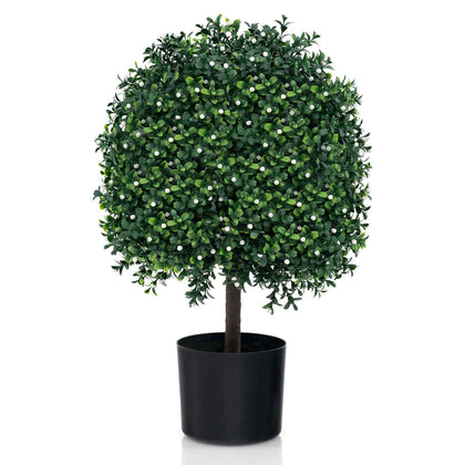 2 Pack Faux Bushes Ball Plants Artificial Boxwood Topiary Ball Tree