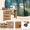 2-In-1 Folding Sewing Table Rolling Craft Table Movable Sewing Desk w/Storage