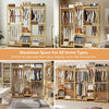 Large Bamboo Open Wardrobe Storage Shelves Clothes Rail Hanging Bar Ladder Rack