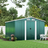 Green Metal Garden Sheds 8FTx6FT Outdoor Bike Tools Storage House Lockable