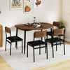 5 Pcs Dining Table Set Round Breakfast Kitchen Table and 4 Chairs-Brown