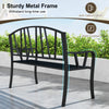 Heavy-Duty Outdoor Seating Park-Style Loveseat w/ Curved Armrests-Black