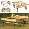 Folding Wooden Beer Table and Bench Set Garden Outdoor Bistro Bench Desk Chairs