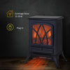 Free Standing Fireplace Flame Effect Electric Heater Log Burning Black
