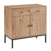 Dusk Willow Oak Effect & Black Metal 2 Door Sideboard With Drawers RRP £299