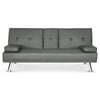 Sofa Bed Faux Leather with Cup Holders 2 Seater Click Clack Living Room Recliner