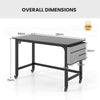 Computer Workstation Rolling Writing Study Desk On Wheels-Black