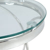 Round Sofa Side Table Glass Top End Coffee Table Chrome Leg Living Room Bedroom