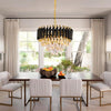 Modern Crystal Chandeliers Round Black Gold Pendant Lights for Dining Room