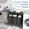 Rolling Laundry Basket Clothes Storage Laundry Hamper-Grey