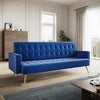 ELEGANT Blue Velvet Sofa Bed Modern 3 Seater Click Clack Luxury Sofas Settee