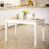 Dining Table for 4 to 6 Oak Wood Grain Kitchen Table and Thick Legs Modern White