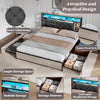 4ft6 Double Bed Metal Bed Frame with Drawers Storage Headboard and LED Lighting