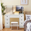 White Dressing Table LED Mirror 7 Drawers Stool Vanity Makeup Desk Set Bedroom