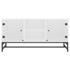 White Engineered Wood TV Cabinet with Glass Doors - Media Unit/Stand for R0O1