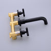 Bathroom Brass 2 Handles Wall Mounted Swivel Spout Sink Faucet Basin Mixer Taps