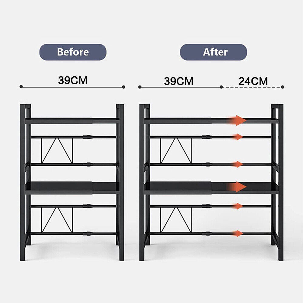 2/3Tier Extendable Microwave Oven Rack Stand Storage Holder Kitchen Corner Shelf