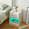 2pcs White Bedside Tables with LED Cabinets 2 Drawers Nightstand Modern Bedroom