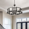 74cm Large 6-Light Black Geometric Chandelier Height Adjustable Light Fixture UK