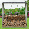 Metal Steel Outdoor Garden Shed Tools Log Wood Firewood Storage Rack Gable Roof