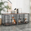 Heavy Dog Crate Furniture Side Table Dog Kennel Cage 4 Doors & Removable Divider