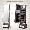 Standing Jewelry Armoire Lockable Jewelry Cabinet Vanity Mirror with LED Light