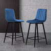 Set of 2 Velvet Chairs High Back Bar Stools Footrest Backrest Metal Legs Pub