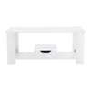 Rectangular Coffee Table Side End Table Wooden TV Stand with Storage Shelf Rack