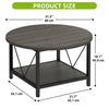 Round Coffee Table with Storage Shelf & Metal Legs, 80cm, for Living Room