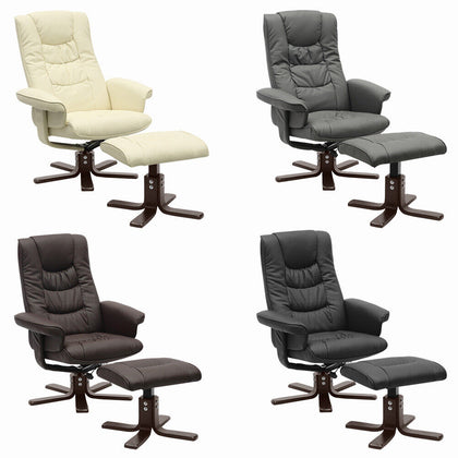 Luxury Executive Chair Upholstered Reclining Swivel Office Chair with Footstool