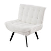 Accent Chair Teddy Fabric Tufted Wing Back Lounge Chair with Footstool Wood Legs