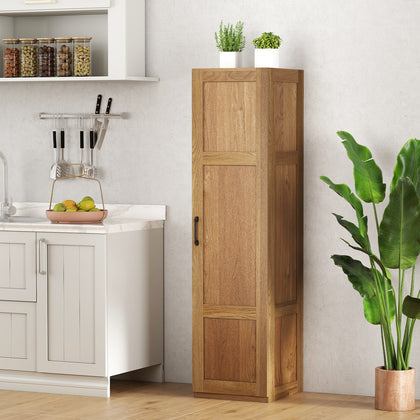 4-Tier Freestanding Floor Cabinet with Door-Natural