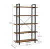 Bookshelf 5-Tier Industrial Stable Bookcase Storage Rack Standing Easy Assembly