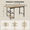 Extendable Dining Table Large Storage Wooden Kitchen Desk with Shelf Rack