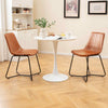 Faux Leather Upholstered Kitchen Side Chair with Metal Legs-Brown