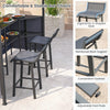 Outdoor Heavy-duty Canopy Shelter for BBQ w/ 2 Bar Stools-Grey