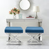 Velveteen Pouffe Chairs X-Shape Legs Footrest Ottoman Vanity Dressing Seat Stool