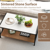 Coffee Table Rectangular 2 Tier Storage Shelf Faux Marble Metal Living Room Home