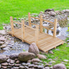 150 cm Wooden Garden Bridge Backyard Classic Arc Footbridge w/Double Railings