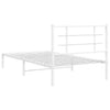 Metal Bed Frame with Headboard White 100x200 cm