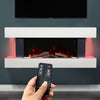 Electric Wall Mounted Fire Large LED Fireplace White Suite Modern Heater 7 Flame