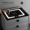 3 Drawers LED Bedside Table Wireless Charging Nightstand Bedside Cabinet Modern