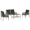 4 Piece Garden Sofa Set with Cushions Grey Poly Rattan K0L7