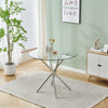 Round Glass Home Kitchen Dining Table 100cm top with Stainless Steel Metal Legs