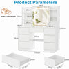 Large LED Dressing Table Vanity Makeup Desk With 7 Drawer & Shelves，White