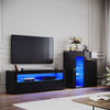 Black High Gloss Living Room Set LED TV Stand Cabinet Display Sideboard Cupboard